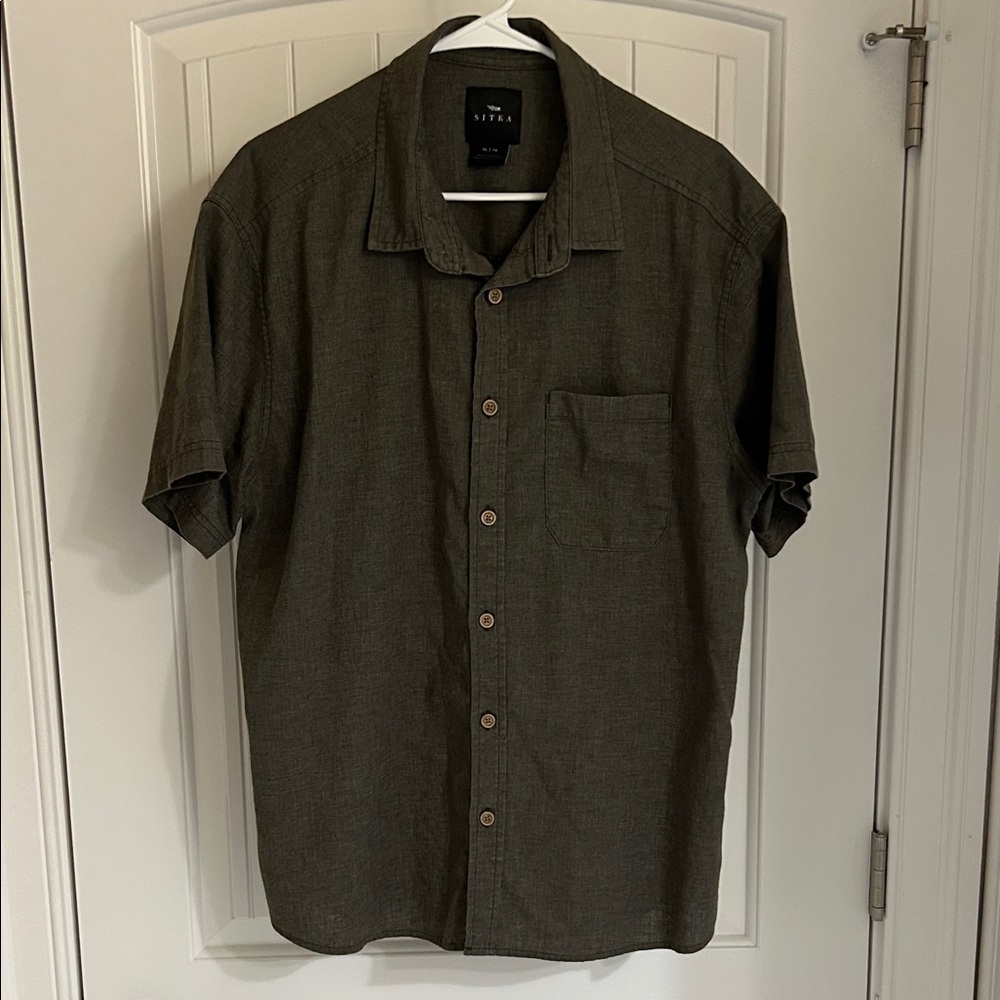 Sitka - XL - Hemp Stylish Green/Olive Button-Down Shirt for Men